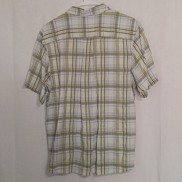 Columbia Men's Yellow White Plaid Sun Protect Short Sleeve Button Up Size Medium - Picture 5 of 5